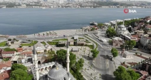 Kısıtlamanın Ardından Sessizliğe Bürünen Üsküdar Sahili Havadan Görüntülendi