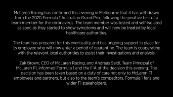 Mclaren, Avustralya Yarışından Çekildi
