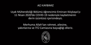 22 Yaşındaki İtü’Lü Genç Korona Virüs Nedeniyle Hayatını Kaybetti
